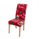 Christmas Chair Cover With High Backrest Santa Pattern Removable High Stretch Machine Washable Chair Seat Protector Cover For Dining Room 3#