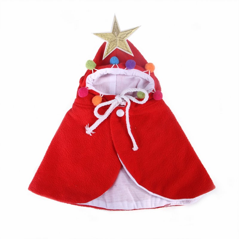 Christmas Cloak Halloween Hooded Clothes for Small Dogs Cat Pet Photos Props Accessories red_M