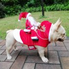 Christmas Coat Santa Claus Rides Deer Shape Costume for Pet Dog Party Cosplay M