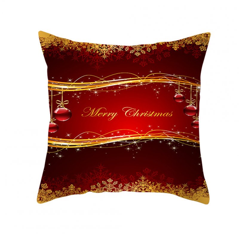 Christmas Cushion Cover 45*45 Red Merry Christmas Printed Polyester Decorative Pillows Sofa Decoration 25
