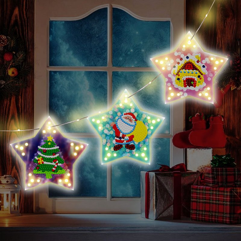 Christmas Diy Diamond Painting Christmas Tree Pendant  Decoration With Light String GSD04