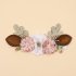 Christmas Elk Reindeer Antlers Headbands With Flowers Hair Accessories Styling Tools For Birthday Party Christmas Gift  2