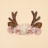 Christmas Elk Reindeer Antlers Headbands With Flowers Hair Accessories Styling Tools For Birthday Party Christmas Gift  2