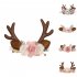 Christmas Elk Reindeer Antlers Headbands With Flowers Hair Accessories Styling Tools For Birthday Party Christmas Gift  2