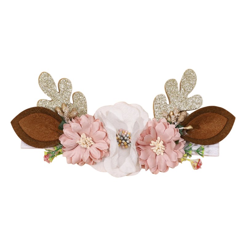 Christmas Elk Reindeer Antlers Headbands With Flowers Hair Accessories Styling Tools