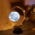Christmas Led Night Light Moon Shaped Handmade Jute Twine Lunar Lamp Ornament Iron Art Ball Light four colors