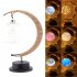 Christmas Led Night Light Moon Shaped Handmade Jute Twine Lunar Lamp Ornament Iron Art Ball Light colorful
