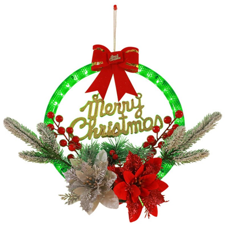 Christmas Luminous Garland With Night Light Door Hanging Rattan For Front Door Wall Window Farmhouse Decoration Christmas wreath 2