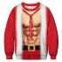 Christmas Men Women Pullover Round Neck Funny Abdominal Muscle Print Sweatshirt Tops
