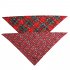 Christmas Plaid Snowflower Printing Pet Scarf Triangular Bibs for Dogs Cats Red and green snowflakes L