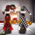 Christmas Plaid Wine Bottle Covers Set Mini Dress Up Wine Bottle Hats Scarves Toppers Black and White Plaid
