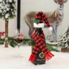 Christmas Plaid Wine Bottle Covers Set Mini Dress Up Wine Bottle Hats Scarves Toppers Red and Black Plaid