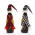 Christmas Plaid Wine Bottle Covers Set Mini Dress Up Wine Bottle Hats Scarves Toppers Black and White Plaid