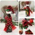 Christmas Plaid Wine Bottle Covers Set Mini Dress Up Wine Bottle Hats Scarves Toppers Black and White Plaid