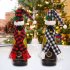 Christmas Plaid Wine Bottle Covers Set Mini Dress Up Wine Bottle Hats Scarves Toppers Black and White Plaid