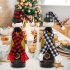 Christmas Plaid Wine Bottle Covers Set Mini Dress Up Wine Bottle Hats Scarves Toppers Black and White Plaid