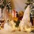 Christmas Plush Gnome Ornament Long Beard Light Up Elf Toy with Lights Khaki Hat
