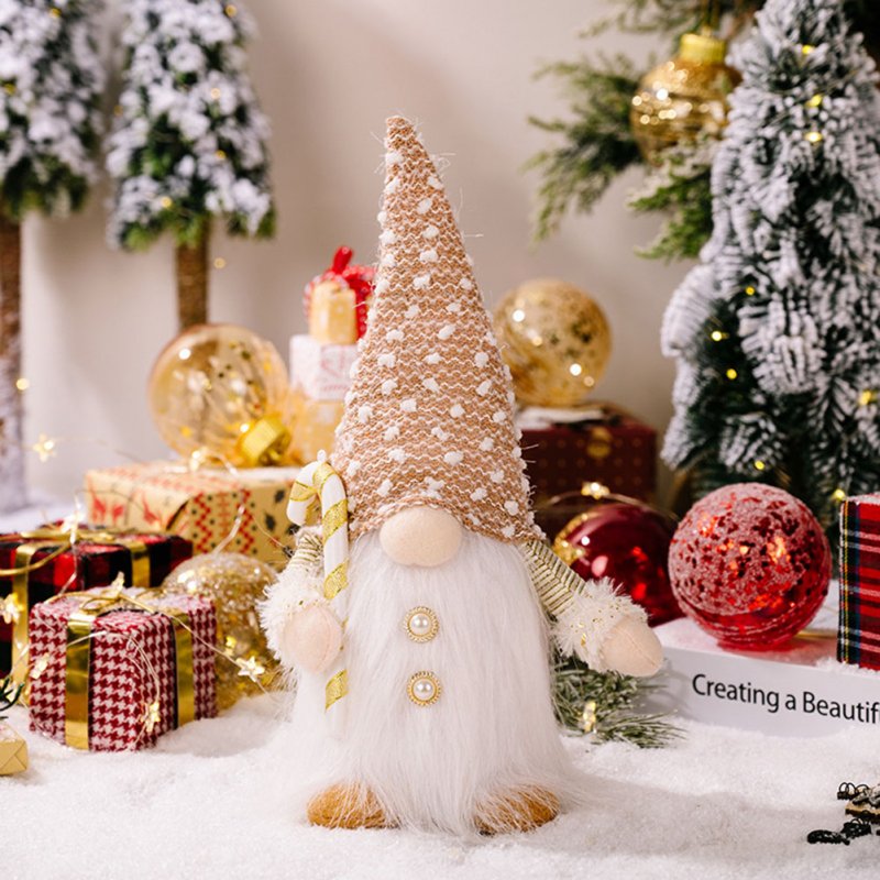 Christmas Plush Gnome Ornament Long Beard Light Up Elf Toy with Lights