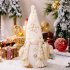 Christmas Plush Gnome Ornament Long Beard Light Up Elf Toy with Lights White Cap