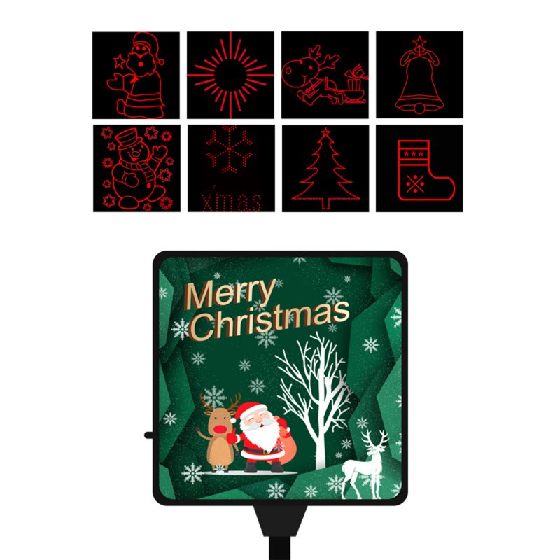 Christmas Projection Lamp Christmas Colored Lights Snowflakes Starry Sky Voice Control USB Mini Projection Light For Home Car Decoration Christmas Group D