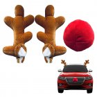 Christmas Reindeer Antler Decorations For Car Cute Vehicle Xmas Decorations Kit With Antler Red Nose For SUV Van Truck Red Brown
