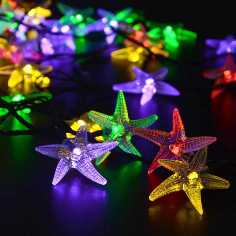 Christmas Solar Outdoor Waterproof String Lamp 30LED Starfish Color Lamps 6.5 m 30 lights - color