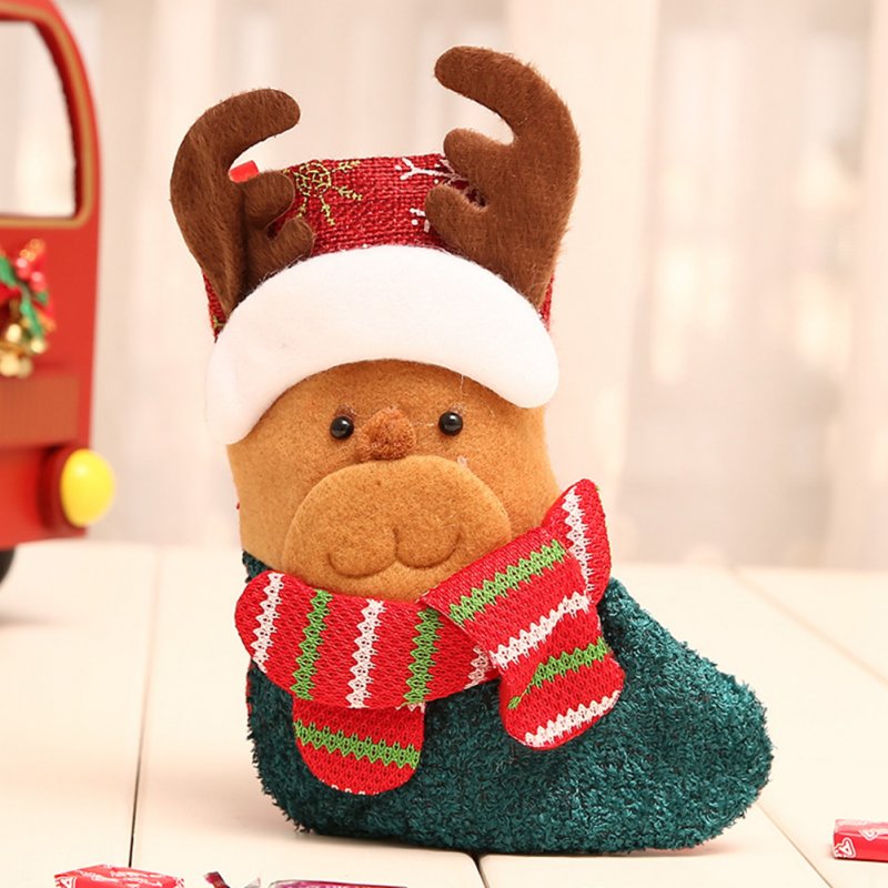 Christmas Stocking Decorations Children Gift Candy Bag Socks Tree Decoration Small socks moose