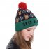 Christmas Style Knitted Hat with Pompon Decor for Kids Adults Gifts Elastic Hats Red fawn Average size