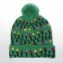 Christmas Style Knitted Hat with Pompon Decor for Kids Adults Gifts Elastic Hats Green light string Average size