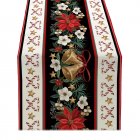 Christmas Table Runner Ornament Waterproof Non Fading Linen Fabric Table Cover