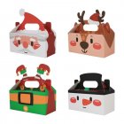 Christmas Treat Boxes 24 Pieces 4 Designs Santa Snowman Elk Cardboard Present Candy Cookie Boxes With Handles 4 combinations