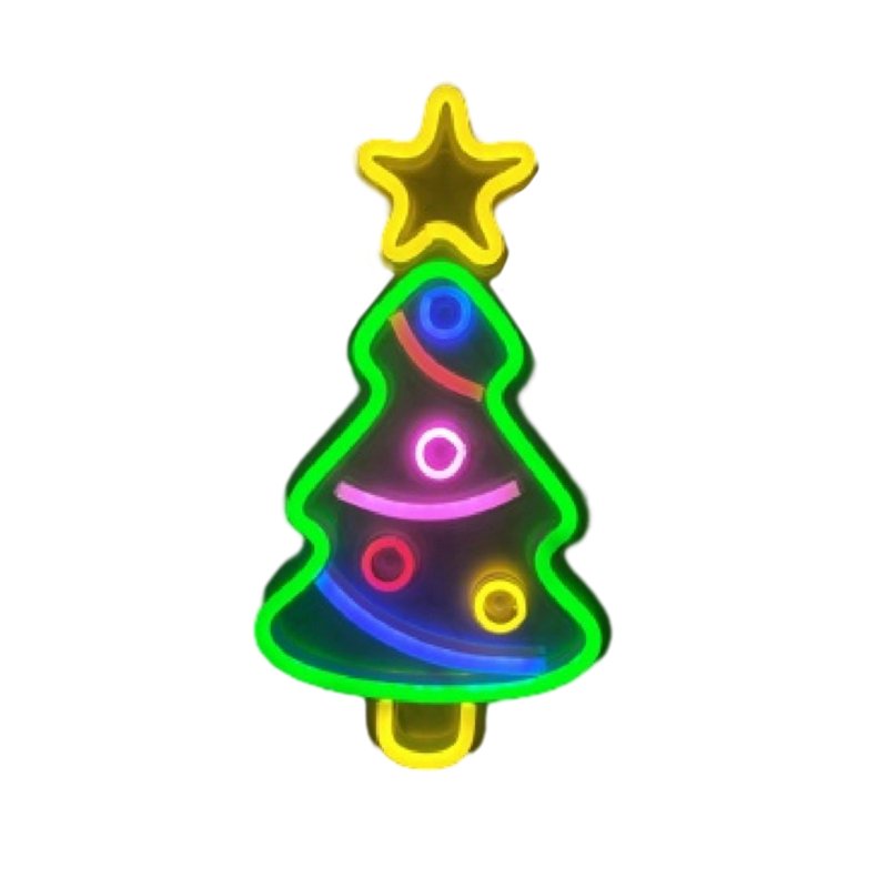 Christmas Tree Neon Light 50Lm High Brightness Energy Saving Colorful Wall Light For Kids Rooms Bedrooms Birthday Parties Christmas tree