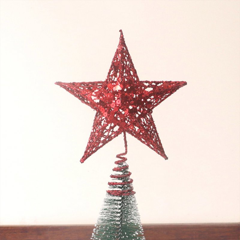 Christmas  Tree  Star  Topper Glittered Tree-top Star For Christmas Tree Ornament Home Decoration Red_12cm