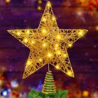 Christmas Tree Topper With LED Lights Spring-shaped Base 11.8'' x 9.85'' Hollow Star Tree Topper For Xmas New Year Holiday Decoration Gold