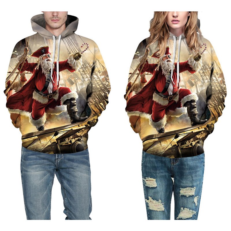 Christmas Unisex 3D Digital Printing Hoodies Funny Fashionable Hooded Pullover Sweatshirts
