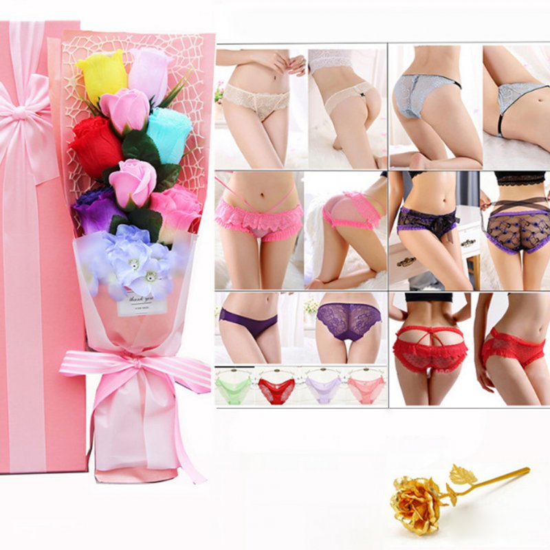 Christmas Valentine's Day Surprise Gift for Wife Girlfriend Birthday Gift Rose Underwear Bouquet Gift Box 6 large powder cartridges (about 105-125 kg)