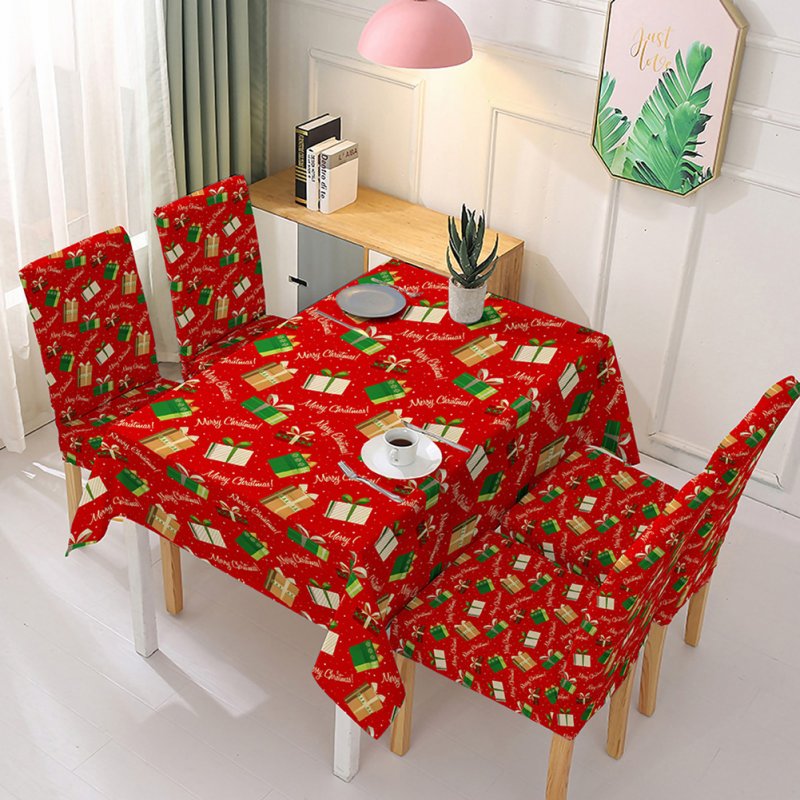 Christmas Waterproof Tablecloth/Chair Cover Dining Room Stretch Chair Covers Tablecloth 140*140cm