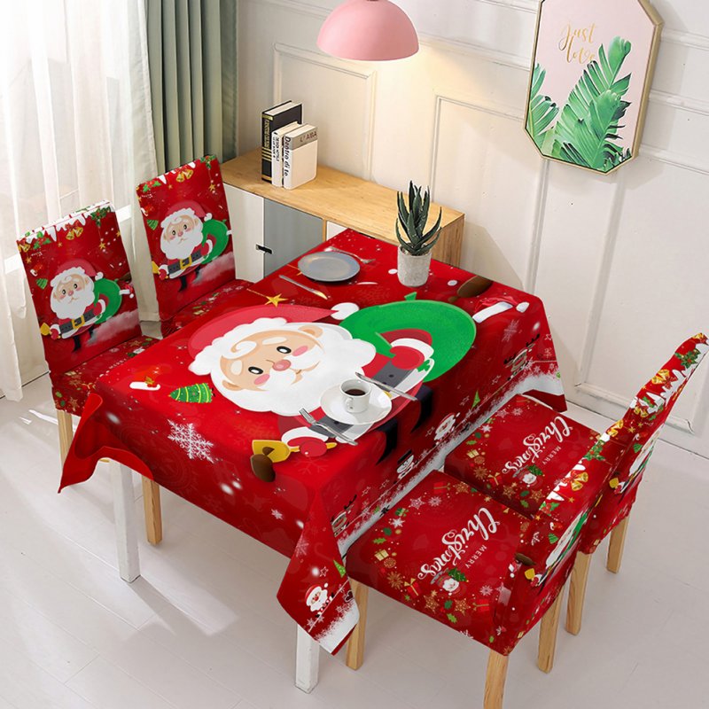 Christmas Waterproof Tablecloth/Chair Cover Dining Room Stretch Chair Covers Tablecloth 140*180cm