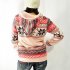 Christmas Women Snowflake Pattern Warm Hoodie Casual Fleeced Hooded Pullover   Pink M