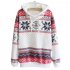 Christmas Women Snowflake Pattern Warm Hoodie Casual Fleeced Hooded Pullover   Pink M