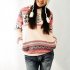 Christmas Women Snowflake Pattern Warm Hoodie Casual Fleeced Hooded Pullover   Pink M