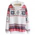 Christmas Women Snowflake Pattern Warm Hoodie Casual Fleeced Hooded Pullover   Pink M