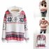 Christmas Women Snowflake Pattern Warm Hoodie Casual Fleeced Hooded Pullover   Pink M