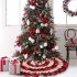 Christmas Xmas Party Decoration Props Plaid Burlap Christmas Tree Skirt Mat Plaid burlap cake tree skirt