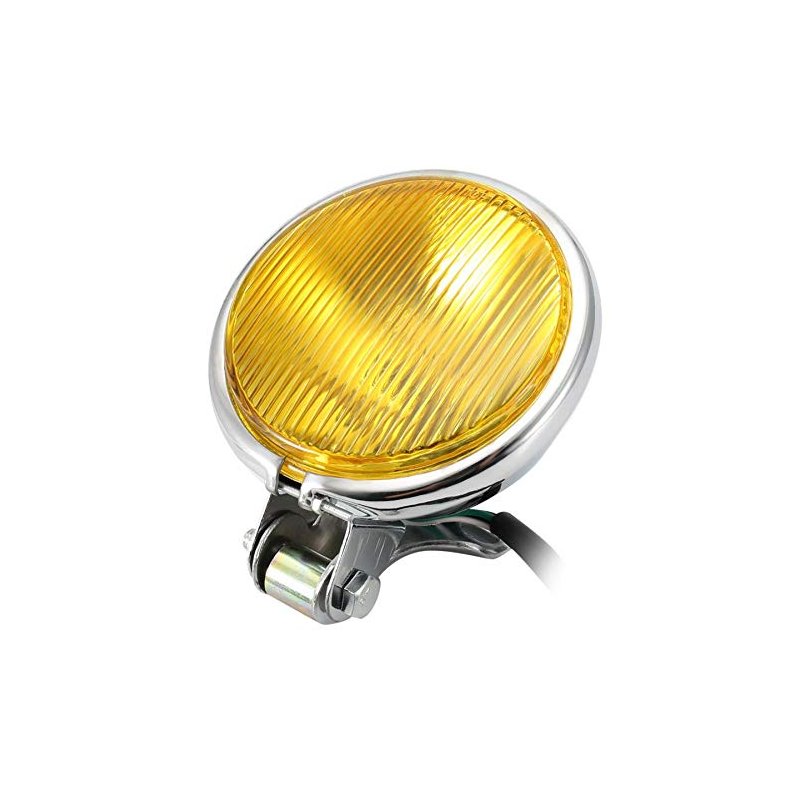 Chrome Motorcycle Headlight Yellow Cafe Racer Head Light Decorative Metal Lights Lighting Modified Motorbike Rear Light Silver