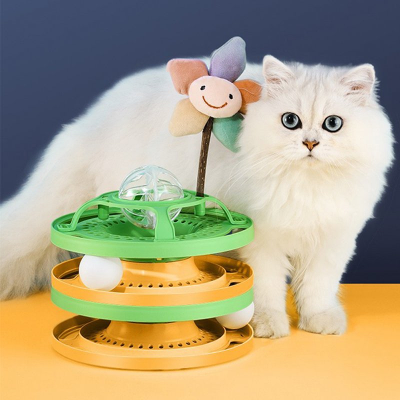 Cat Diy Turntable Ball Bite-resistant Scratch-resistant Funny Teaser Stick Boredom Toys Pet Supplies yellow universal