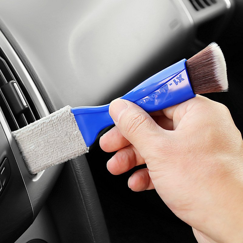 Cleaning  Brush 2 In 1 Car Air-conditioner Outlet Cleaning Tool Multi-purpose Dedusting Interior Brush Washer Blue 7882