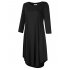 Clearlove Women Plus Size Scoop Neck 3 4 Sleeve Loose Fit Casual Swing Midi Dress black L