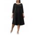 Clearlove Women Plus Size Scoop Neck 3 4 Sleeve Loose Fit Casual Swing Midi Dress sapphire XL