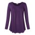 Clearlove Women Scoop Neck Pleated Top Blouse Long Sleeve Tunic Shirt